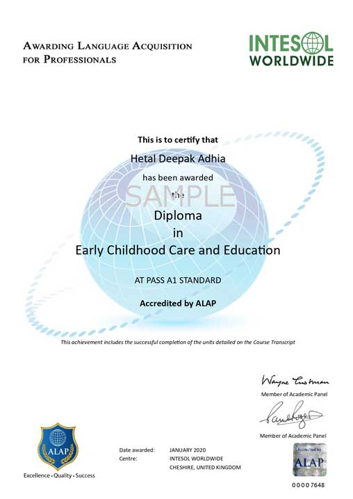 Diploma in Early Childhood Care and Education certificate