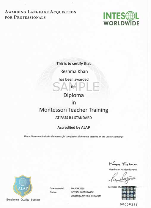 montessori certificate
