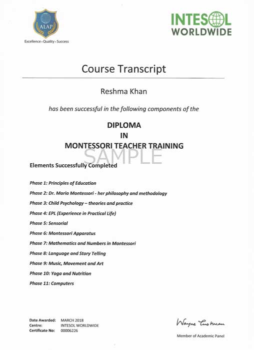 montessori certificate