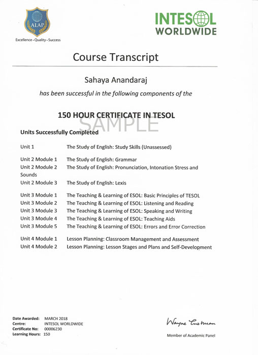 150 hour online tesol certificate